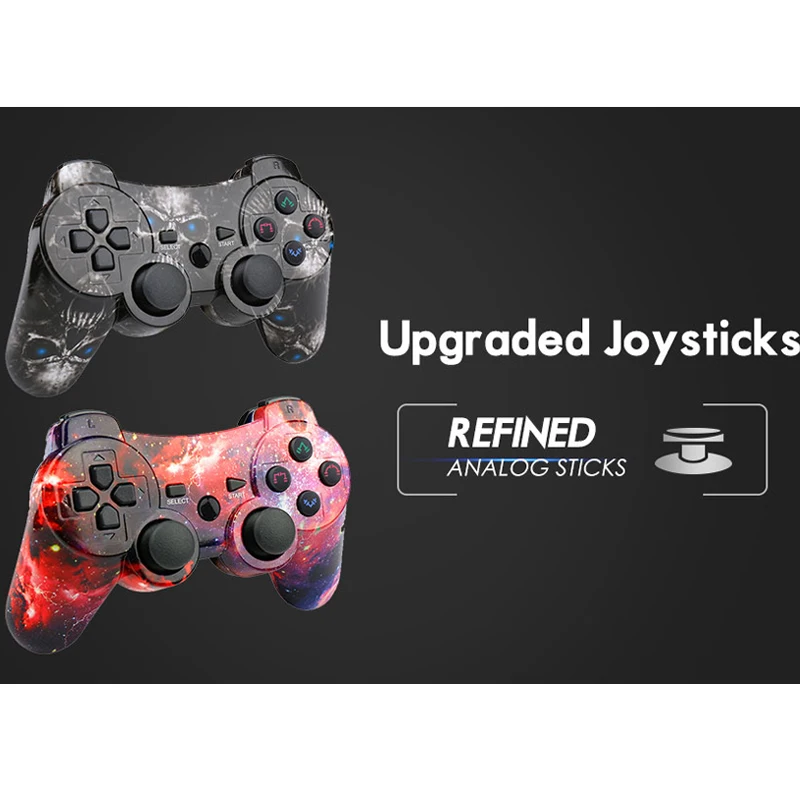 

PS3 Controller 2 Pack Wireless Dual Shock Gamepad for Sony Playstation 3 with Charging Cord