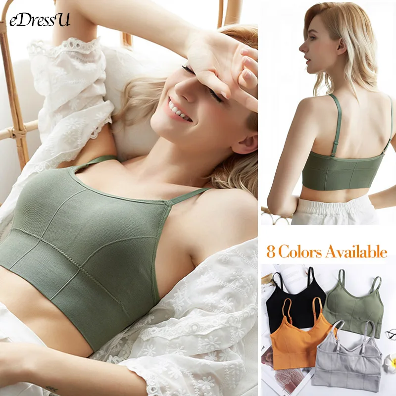 

2022 Sport Bra Women Tops Tank Camisole Detachable Padded Tops Stretchy Wireless Daily Night Bra WJS-646