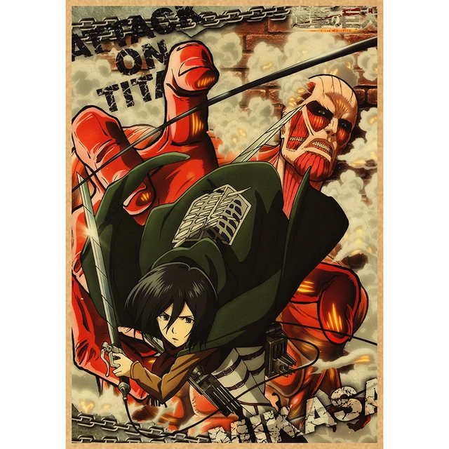 Attack on Titan Anime Poster Decor For Home Posters Room Wall Pictur Kraft Paper Retro And Prints Art Bar Cafe Stickers 23