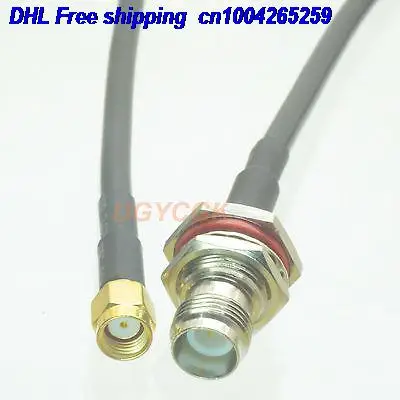 

DHL 50pcs RPSMA male jack to RPTNC female plug bulkhead RG58 Jumper pigtail 20" cable 22j