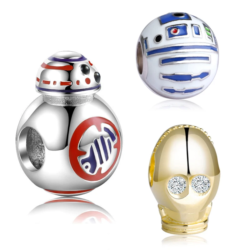 

Fit pandora charm Bracelets silver 925 original robot Enamel beads for jewelry making diy Gift for women accessories wholesale