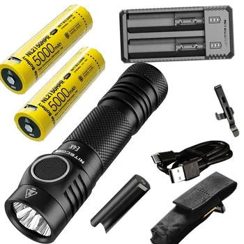 

NITECORE E4K Flashlight 4* XP-L2 V6 LEDs White light max 4400 Lumen distance 211 m torch 21700 5000mAh USB rechargeable battery