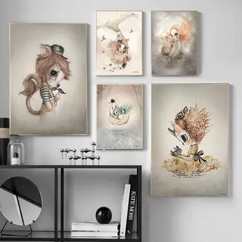 

Nordic Canvas Print Painting Wall Art Rabbit Girl Abstract Kid Bedroom Living Room Poster Picture Modern Home Decor