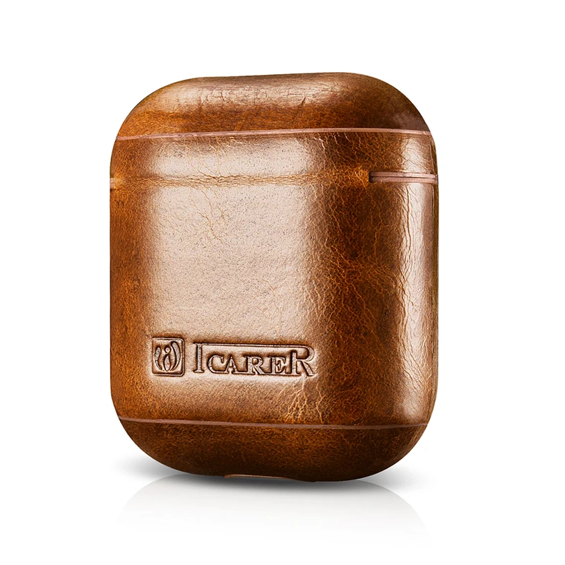 Oil Wax Genuine Leather Headphone Case Storage Bag Cover for Apple Airpods iPhone Bluetooth Earphone Case Boxes Protective Case