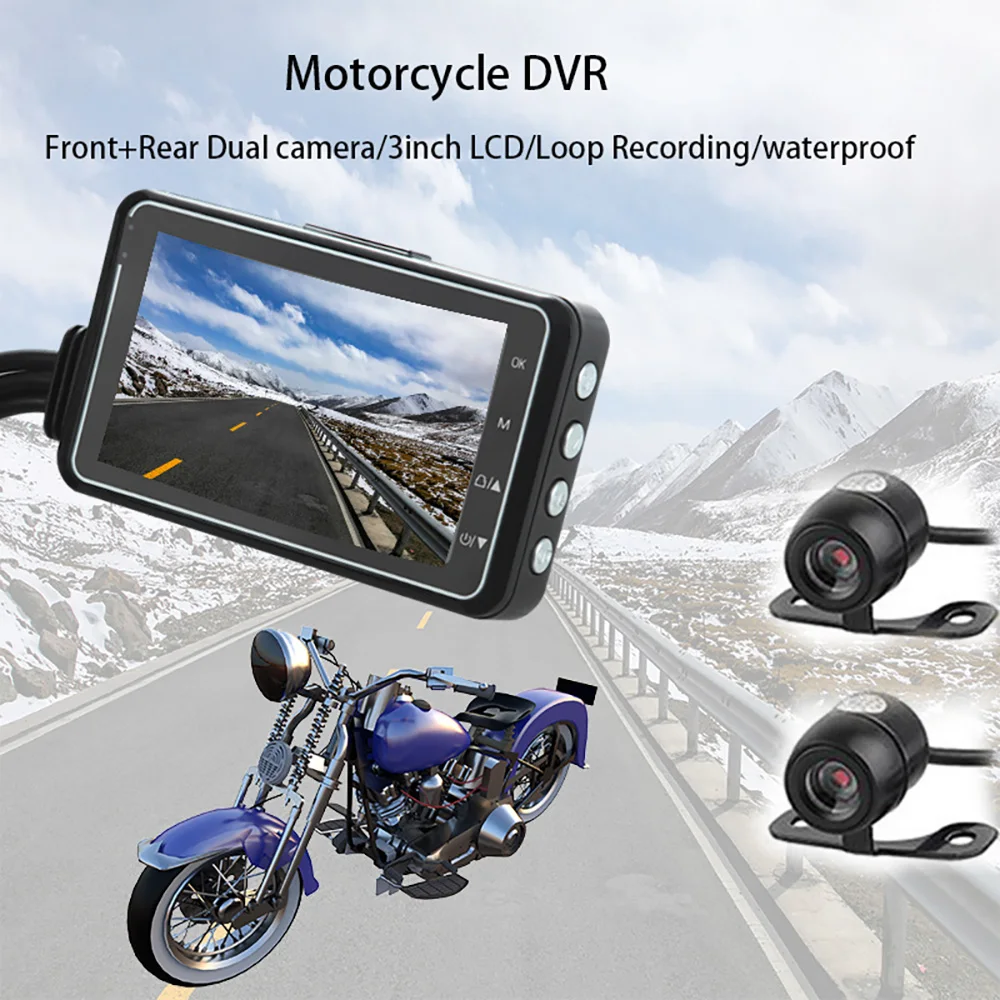 Мотоцикл Камера DVR мотор Dash Cam Специальная двойная Трек переднего и заднего Видео