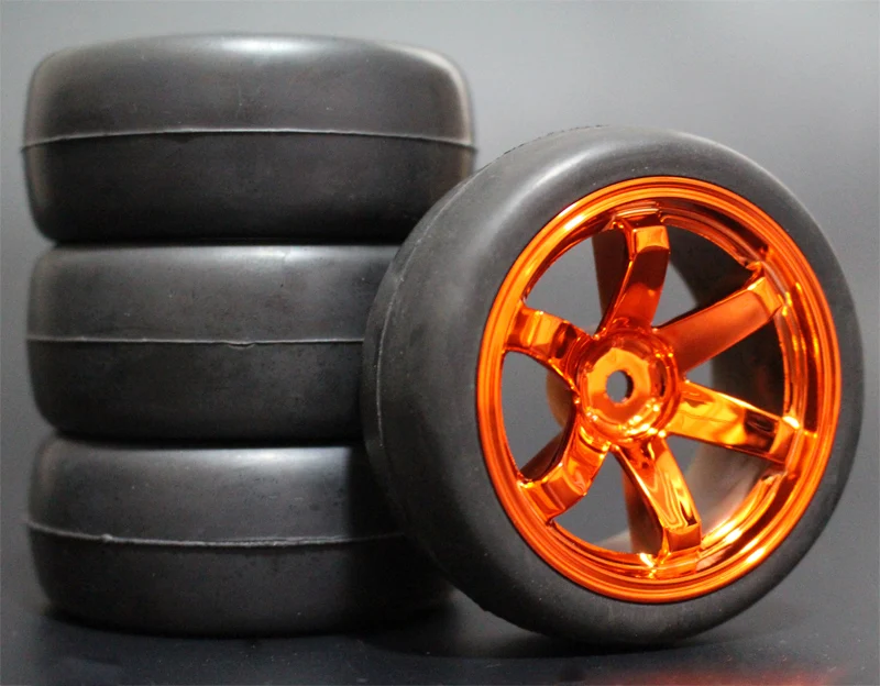 4x RC 1/10 Soft Rubber Touring Car Tire Tyre Wheel Rim 0mm Offset 11189+Tire 