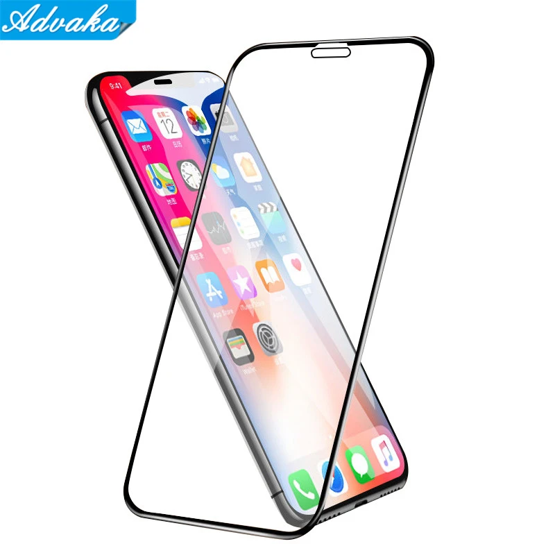 

Advaka For iPhone X 10 9D Full Curved Edge Screen Protector Full Cover Tempered Glass For iPhone X Front Protective Glass Film