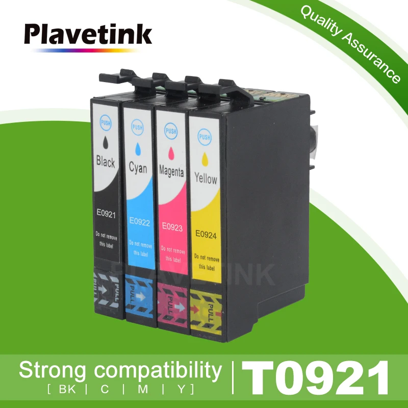 Plavetink 4 цвета 92N T92 T0921 принтера чернильный картридж совместимый для Epson Stylus T26 T27 TX106