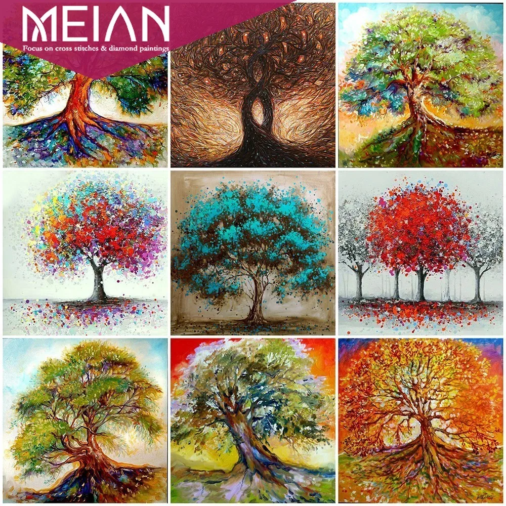 2020 MEIAN Tree Diamond Embroidery Sale Mosaic 5D Painting Landscape Full Round Drill DIY Home Decoration Accessories | Дом и сад