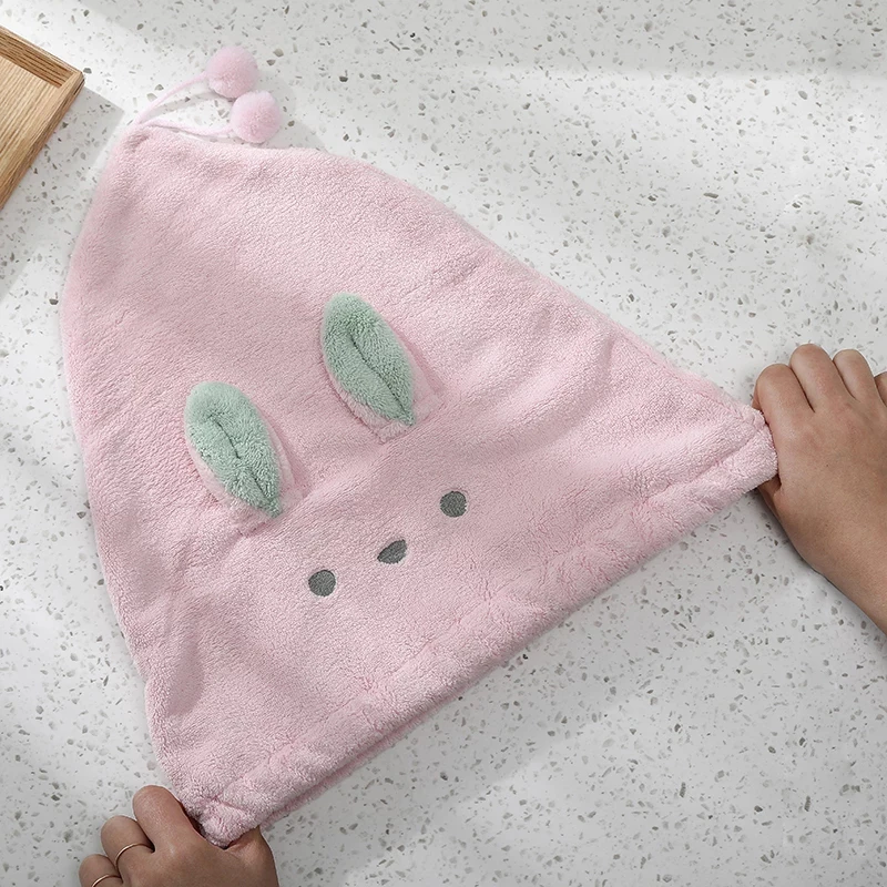 Microfiber Solid Soft Dry Hair Hat Cute Rabbit Towel Women Shower Wear Head Towels Home Textile Towel Bath Wearable
