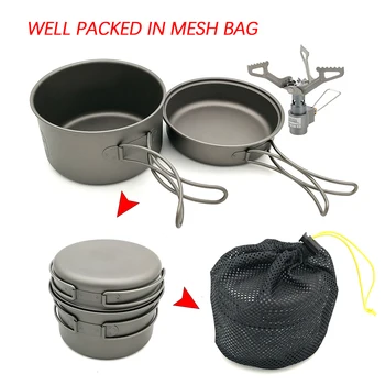 

Camping Cookware Set Titanium Cookset with 2700W Camping Stove Cooking Pots Pans For Outdoor Picnic Camping Hiking Backpacking