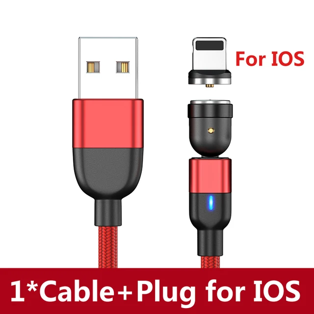 AUFU Magnetic Charging Cable USB Micro Type C Cable Magnet Charger Nylon Braided Cord Mobile Phone Cable For iPhone Samsung Red for iPhone