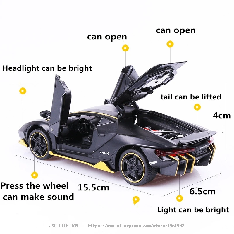 Greatest  LP770 1:32 Car Alloy Sports Car Model Diecast Sound Light Super Racing Lifting Tail Car Wheels Toys