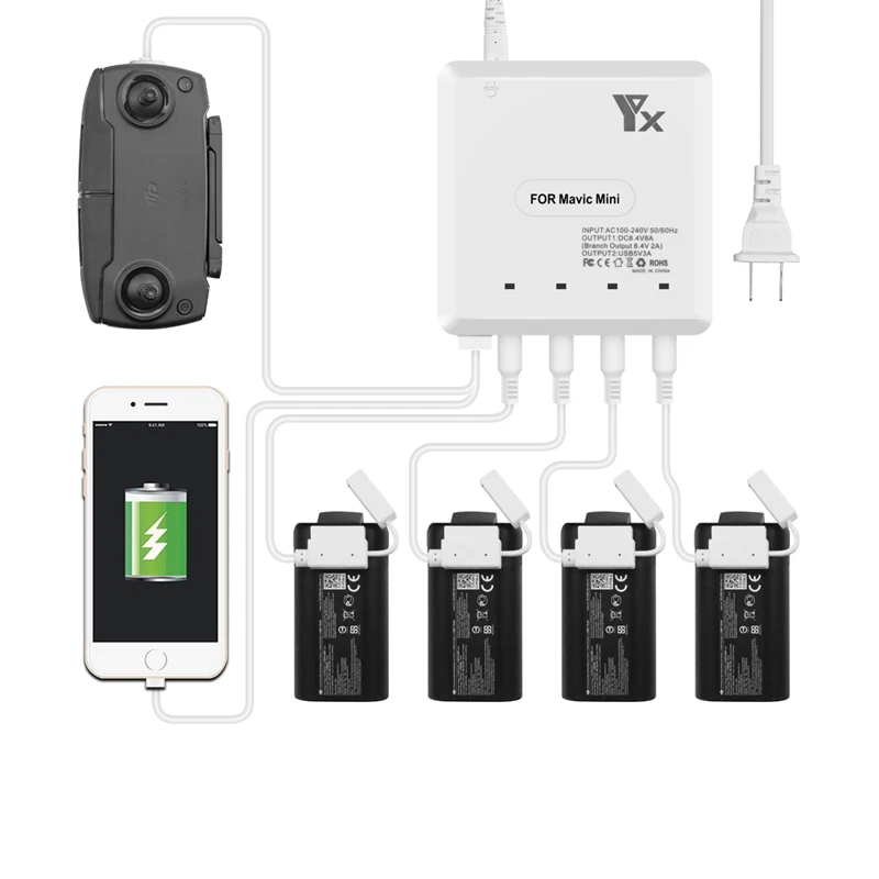 Best XEP 6 in 1 mavic mini drone Battery Charger with USB Charge Port Remote Control Charging for dji mavic mini drone 