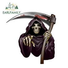 EARLFAMILY 13cm x 13cm Car Accessories Death Skull Decal Motorcycle Helmet Car Stickers Window Bumper Vinyl Creative Stickers