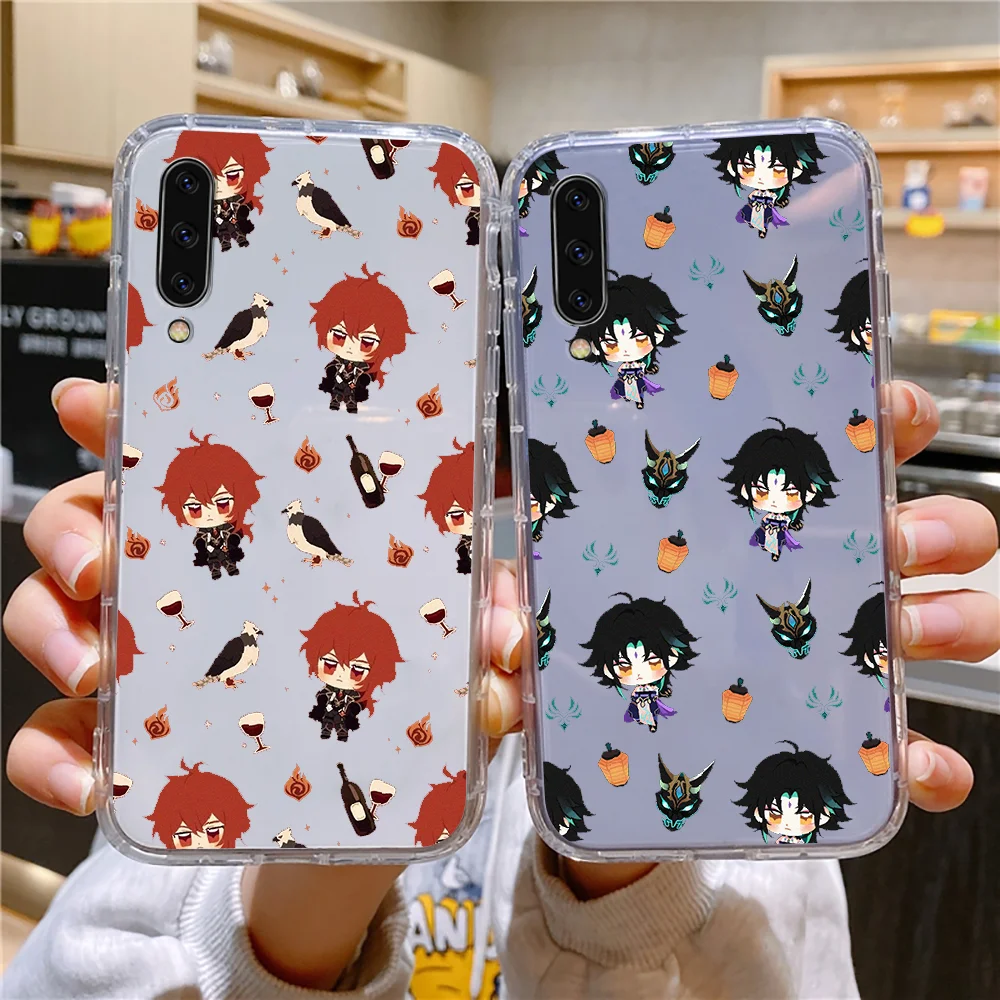 Cartoon Genshin Impact Cute Phone case For Samsung Galaxy A 3 5 7 8 10 20 21 30 40 50 51 70 71 E S 2016 2018 4G transparent tpu | Мобильные