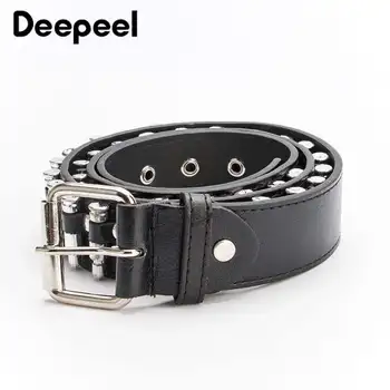 

Deepeel 1pc 3.8cm*110cm Punk Faux Leather Belt Plastic Bullet Decoration Fashion Imitation Leather Designer Belts for Men YB280