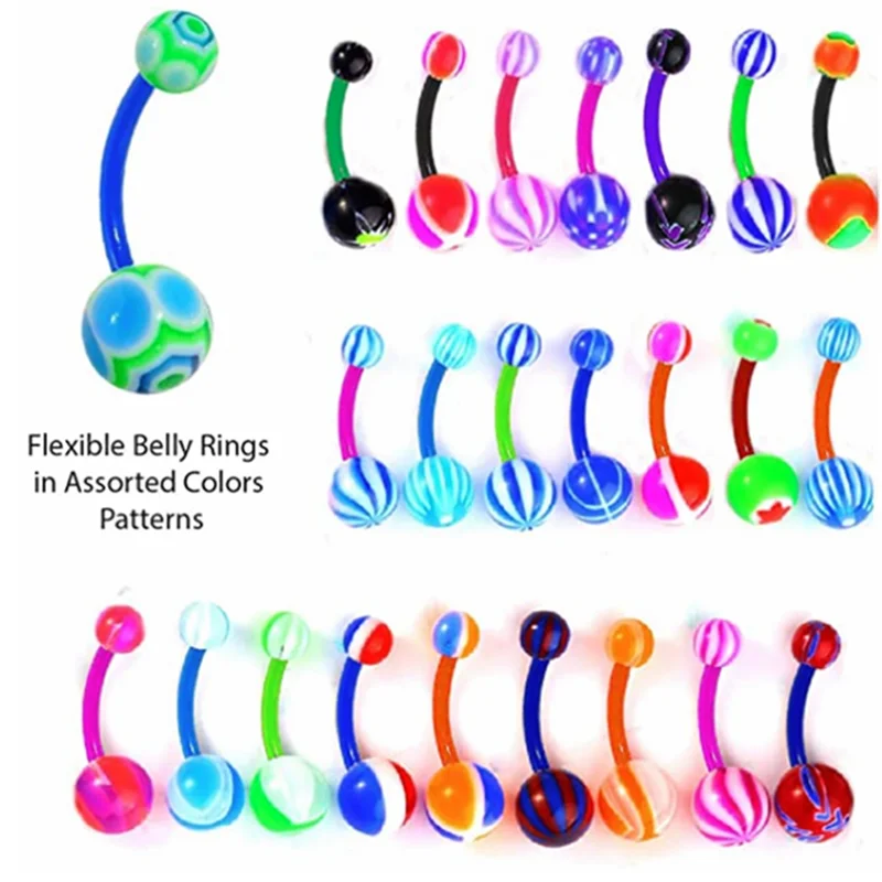 AcrylicBellyPiercingLotMixBellyButtonRingPackNavelPiercing
