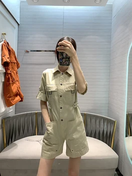 

2020 Summer High Quality Women Runway Jumpsuit New Handsome Short Sleeved Playsuits