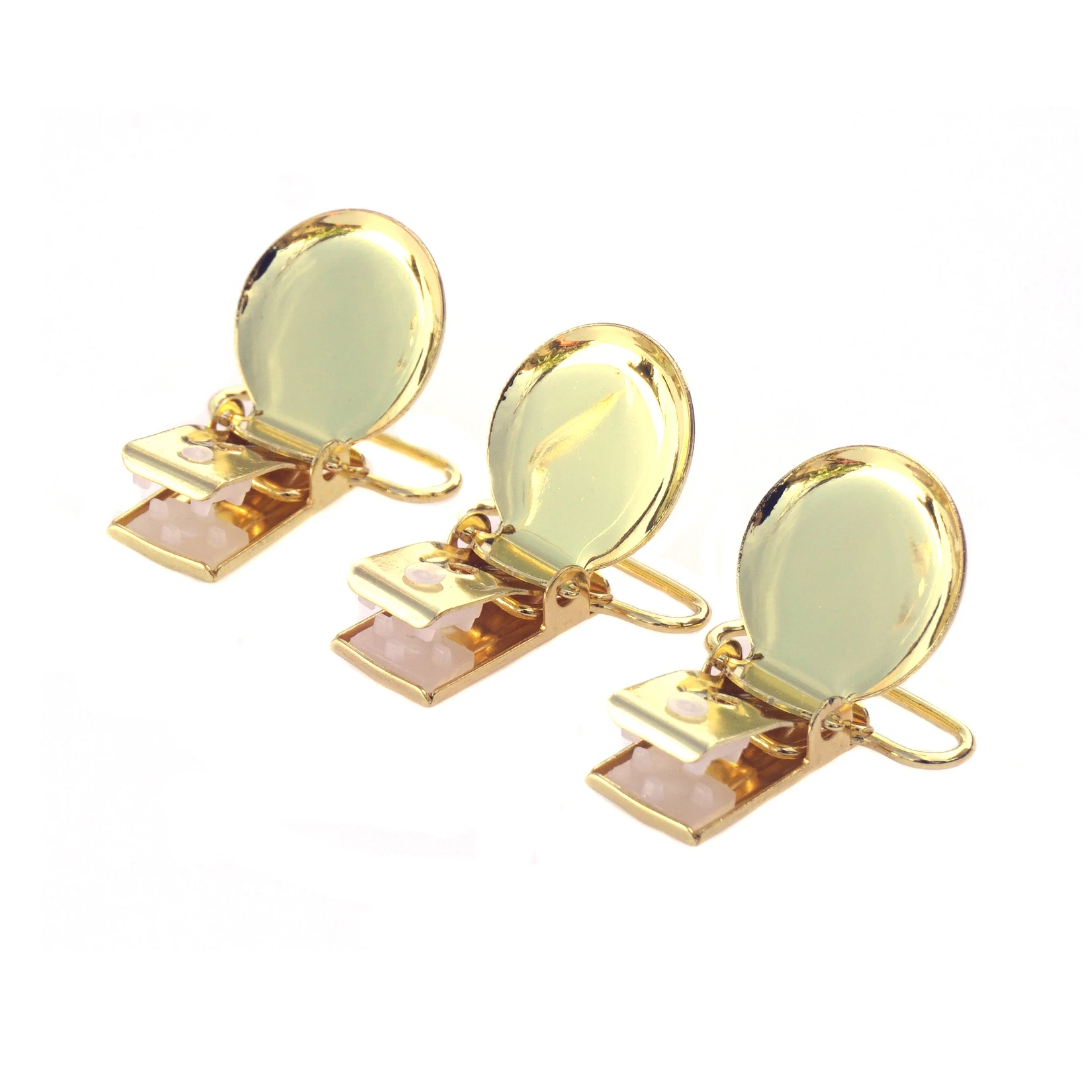 10Pcs Gold Round Shape Pacifier Suspender Clips Baby Pacifier Holder Crafts With Plastic Insert for 25mm Ribbon 3