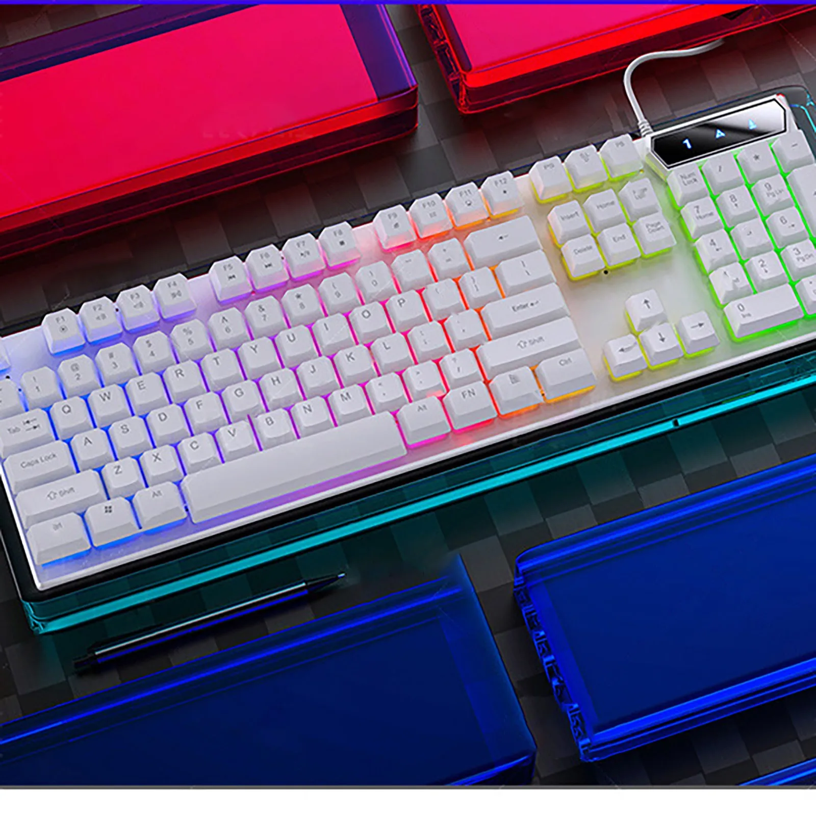 Игровая механическая клавиатура синий красный переключатель USB RGB/смешанная