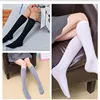 Chaussettes longues en coton pour femmes, chaussettes hautes pour dames, chaussettes longues rayées, chaussettes de sport pour filles, avec Ventilation ► Photo 3/6