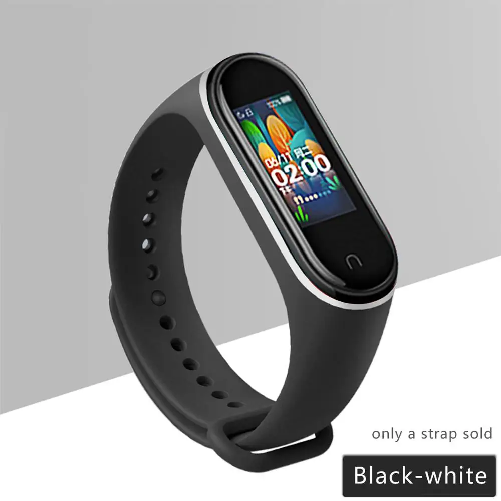 Black-white Спортивный умный Браслет, ремешки для mi Band 2 для Xiaomi mi Band 3 4, ремешок на запястье, аксессуары, сменный Браслет - Цвет: Black-white
