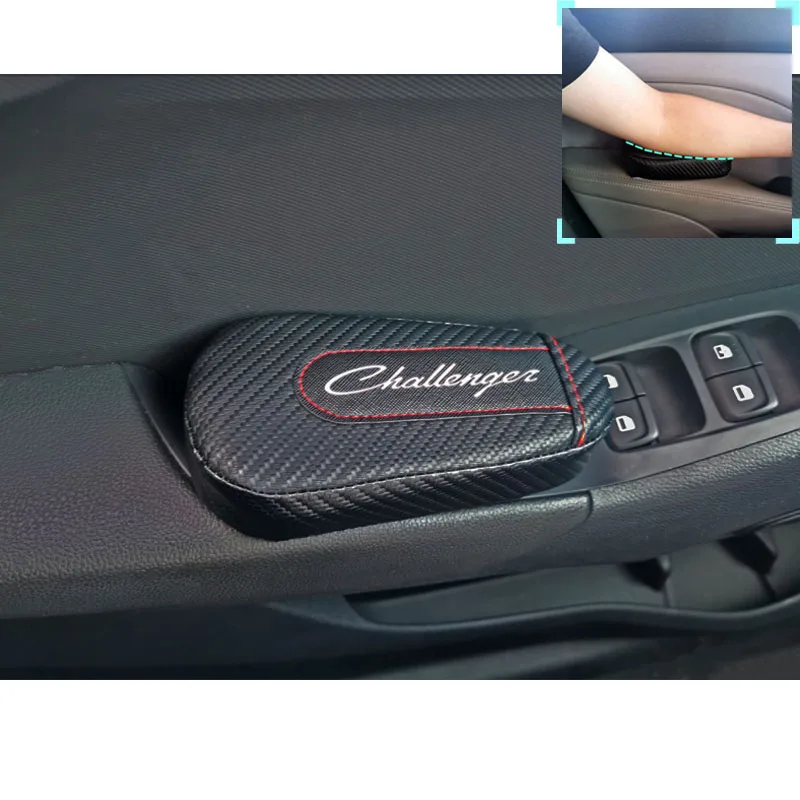 Для Dodge Challenger, 1 шт., углеродное волокно, кожа, авто подушка для ног, наколенник, Автомобильный Дверной рычаг, накладка на руку, автомобильные аксессуары, защита для транспортного средства