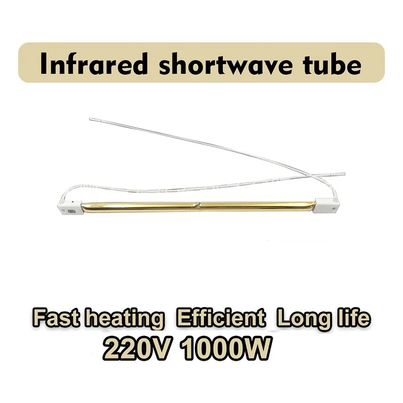 HoneyFly-lâmpada infravermelha dourada do halogênio, único tubo espiral do calefator do cabo, aquecimento, secando o tubo de quartzo, 260mm, 220V, 1000W