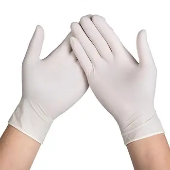 

100 Pack Natural Latex Gloves Powder Free / Disposable Food Cooking Gloves / Kitchen Food Service Cleaning Gloves, Large