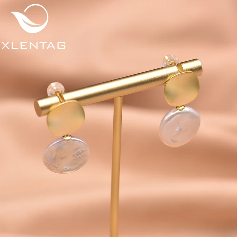 XlentAg 925 стерлингового серебра круглые серьги из натурального жемчуга в стиле