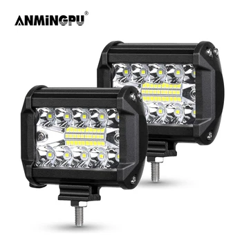 

ANMINGPU 2x 4" 7" LED Bar 60W 120W 12V 24V LED Light Bar for Off Road Truck Car SUV 4x4 Boat ATV Spot Flood LED Work Light Bar