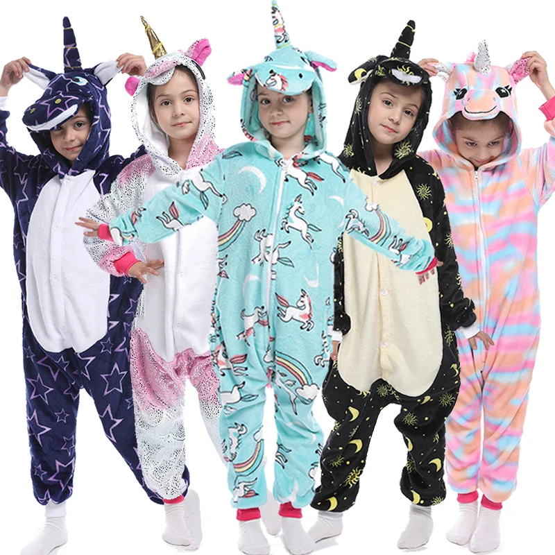 Kigurumi Pajamas Panda Children Girls Unicorn Pajama Boy Stitch Oneise Pijamas Unicornio Animal Baby Costume Winter Pyjamas Kids
