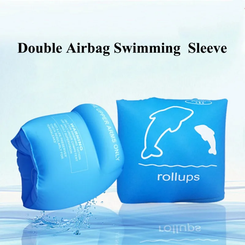 1 pair Summer Durable Thickening Double Balloon Children Swimming Sleeves Safety Arm Rings for Learn Swimming
