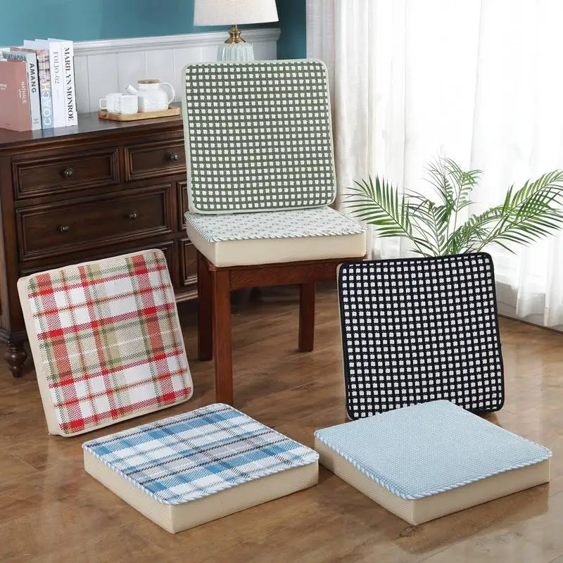 

Four Seasons sponge Seat Cushion Thicken Square Pad Wave-window Seat Cushion Cotton and linen Chair Pad Office Seat Cushion