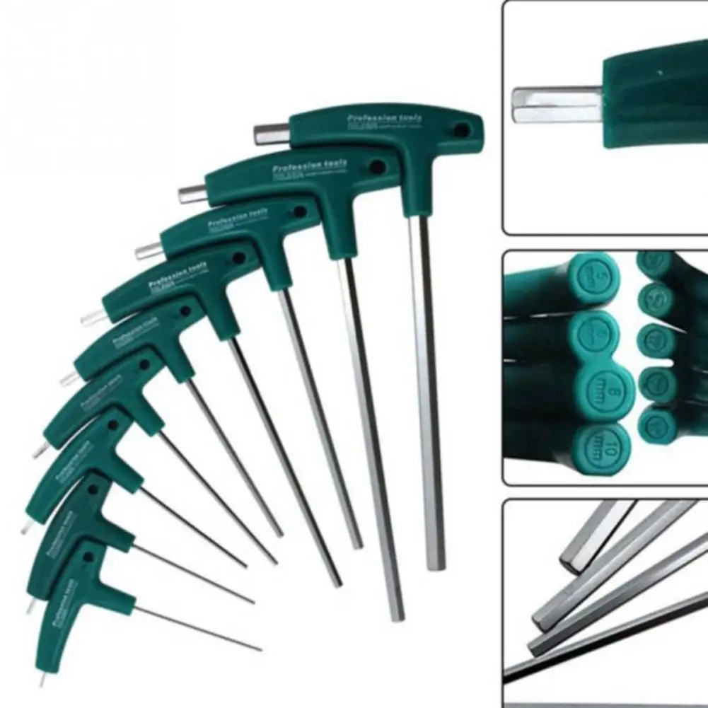 

1.5/2/2.5/3/4/5/6/8/10mm T Handle Hexagon Allened Wrench Hex Key Spanner Hand Tool