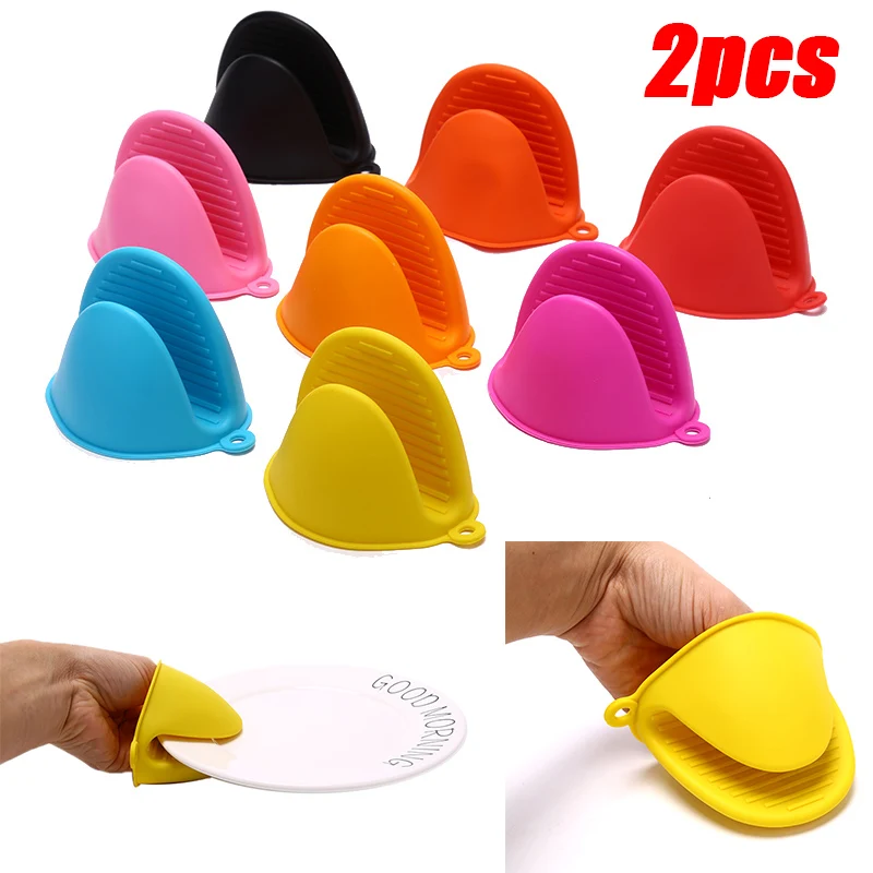 Guantes de silicona con aislamiento térmico para el horno, para cocinar en microondas, antideslizantes, soporte para olla, herramienta para hornear, 2 uds.