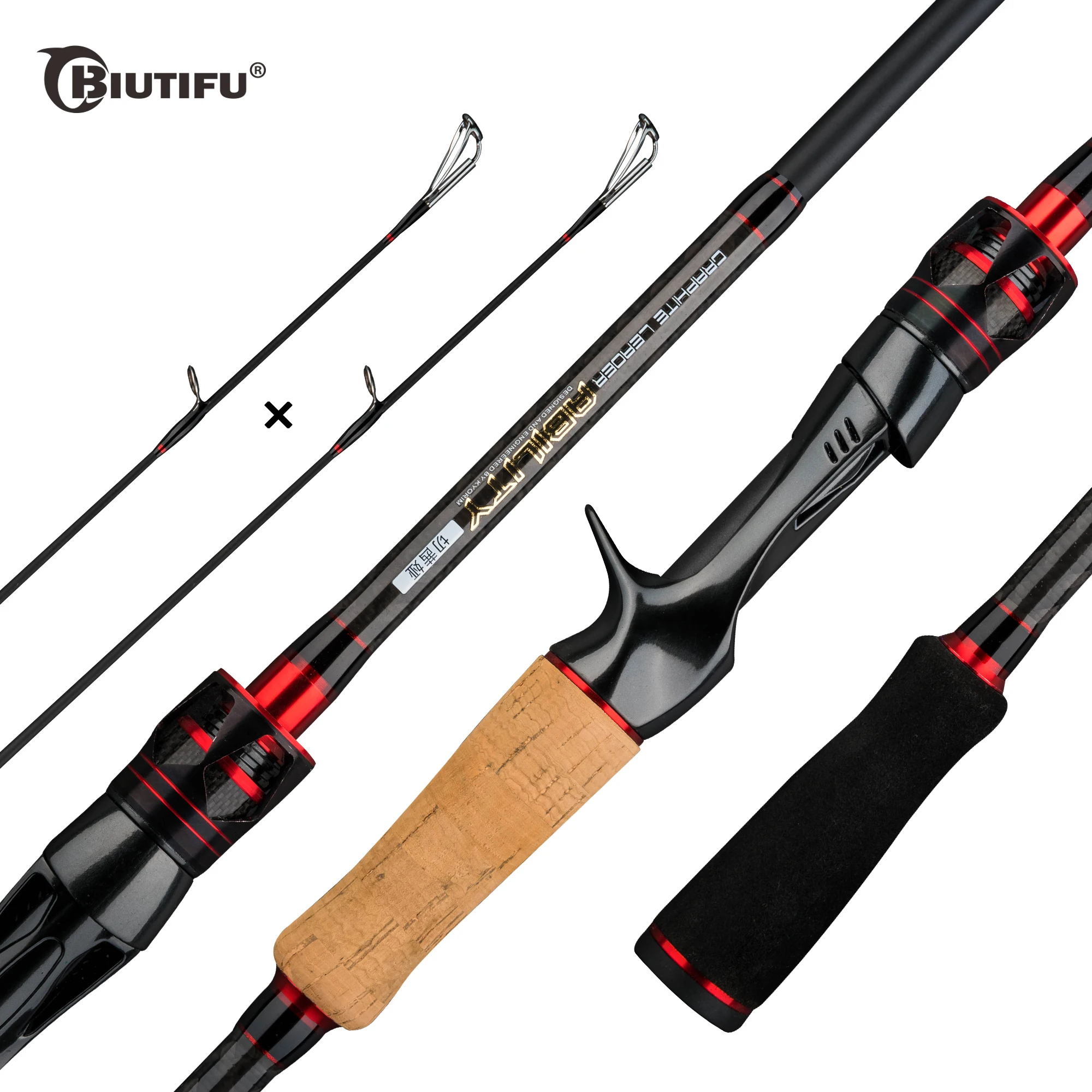 

BIUTIFU ABILITY Casting Spinning Lure Fishing Rod Carbon 2 Section 2 TIPS 4-35g ML, M, MH Baitcasting Surf Fast Pole1.8 m 2.1m