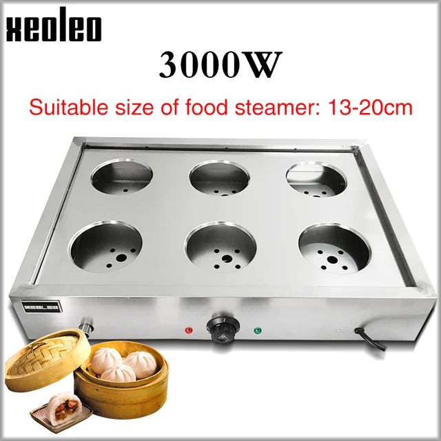 XEOLEO Steaming Buns Machine Electric Six-hole Desktop Stainless Steel Heat Preservation Stove Restaurant Commercial Furnace