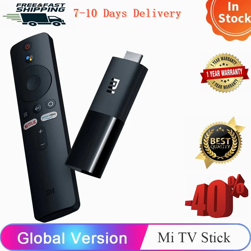 

Mi TV Stick Android TV 9.0 Quad-core 1080P Dolby DTS HD Decoding 1GB RAM 8GB ROM Google Assistant Netflix Xiaomi EU Plug