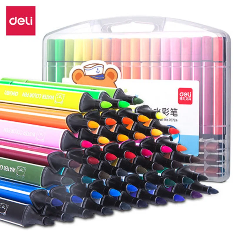 

Deli 18 Color 24 Color Watercolor Pen Safe Washable Children Hand-painted Graffiti Pen Cute Cartoon Painting Pen Art Supplies