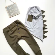 PUDCOCO/хлопковая Футболка с динозавром для маленьких мальчиков, штаны, одежда для детей от 6 месяцев до 5 лет