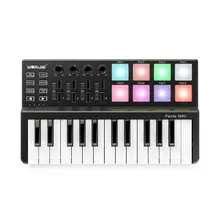 Высокое качество World Panda MINI 25-Key ультра-портативный USB MIDI контроллер клавиатуры 8 красочных триггерные подушки с подсветкой