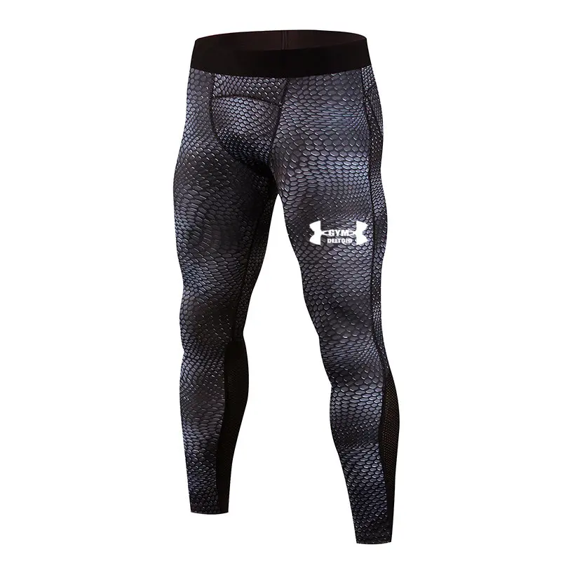 

2019 brand compression pant snake scale print quick drying men running tights sport leggings gym jogging elastic Yoga clothing
