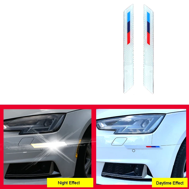 

2Pcs Carbon Fiber Car Front Rear Bumper Edge Guard Strip Anti-collision Scratch Protection Reflective Warning Stickers Universal
