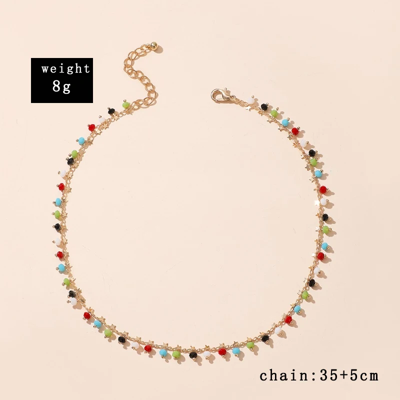 Tocona Colorful Bead Choker Necklace for Women Charms Gold Color Star Clavicle Chain Handmade Jewelry Accessories Collar 15667 - Image 2