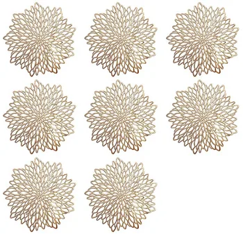 

Golden Round Placemat, Round PVC Cutout Place Mat Christmas, Wedding, Banquet, Restaurant, Hotel, 15.5 Inch (8 Sets)