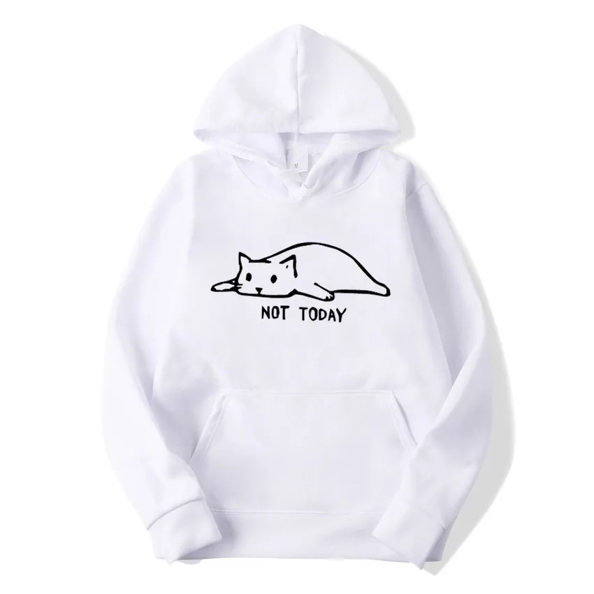 Kawaii Cat толстовки для мужчин не сегодня Забавный Графический свитшот