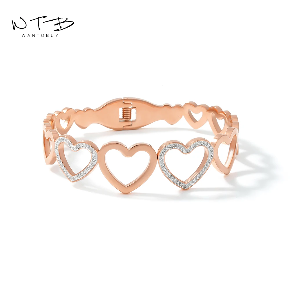 Wantobuy сердце браслет дорогой ювелирные изделия розовое золото цвет из