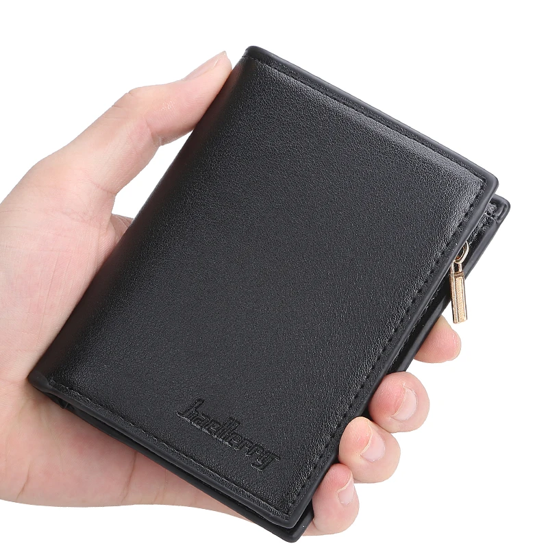 

Fashion Men's short wallet Korean version of the multi-card three-fold wallet bag zipper coin purse